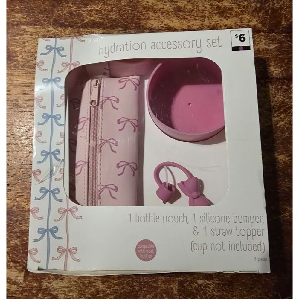 Ribbons & Bows Hydration Accessory Set Pink Old East Main Co. Water Bottle Walk